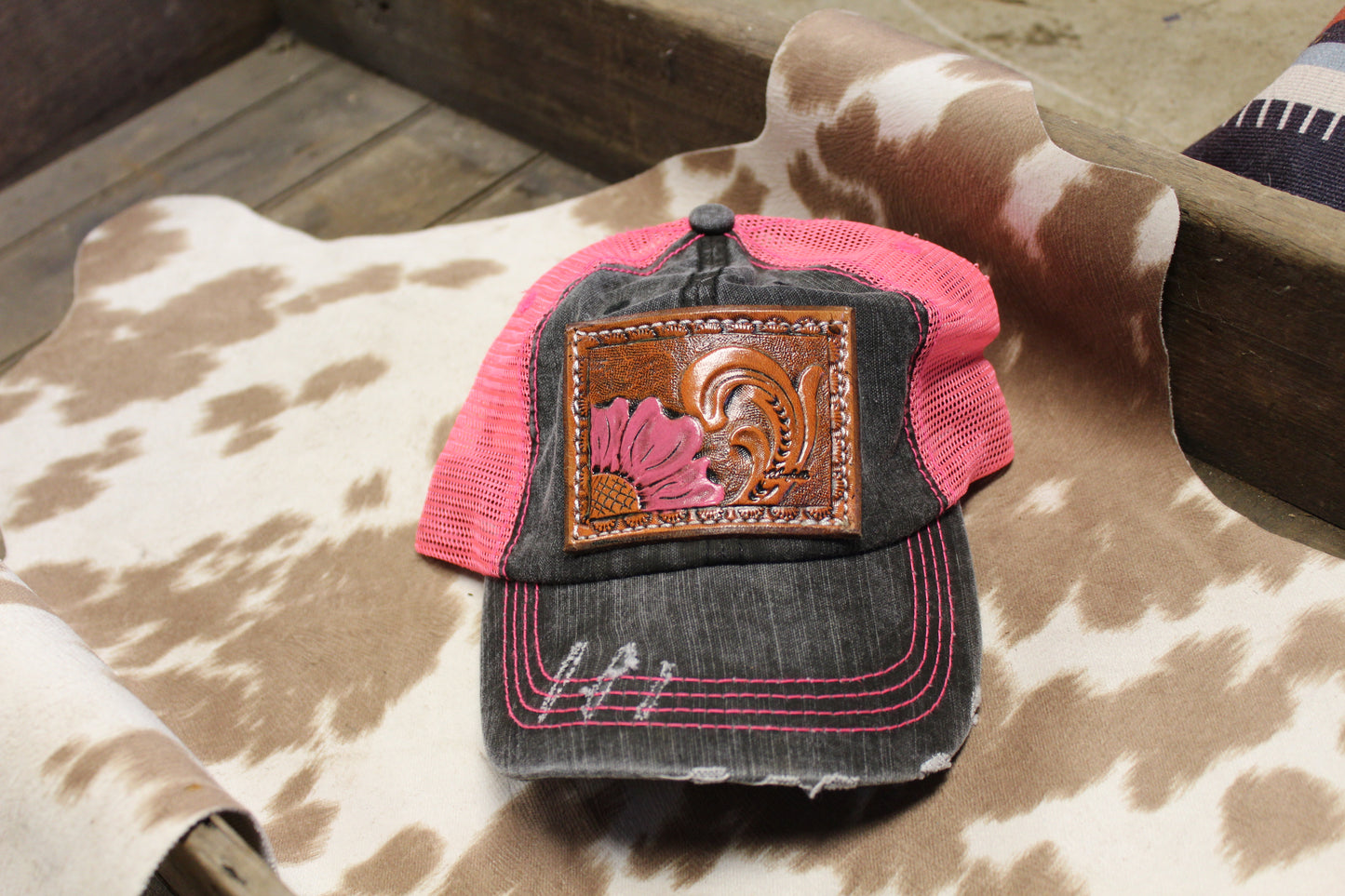 Pink Floral 2 Patch Cap