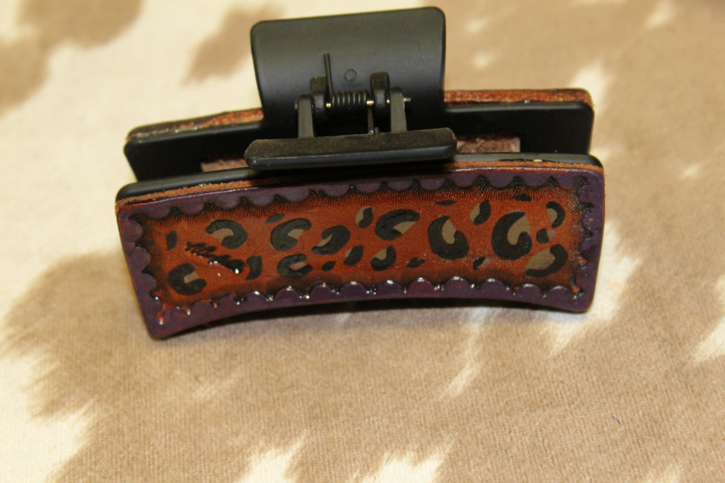 Leopard and Purple Hair Clip