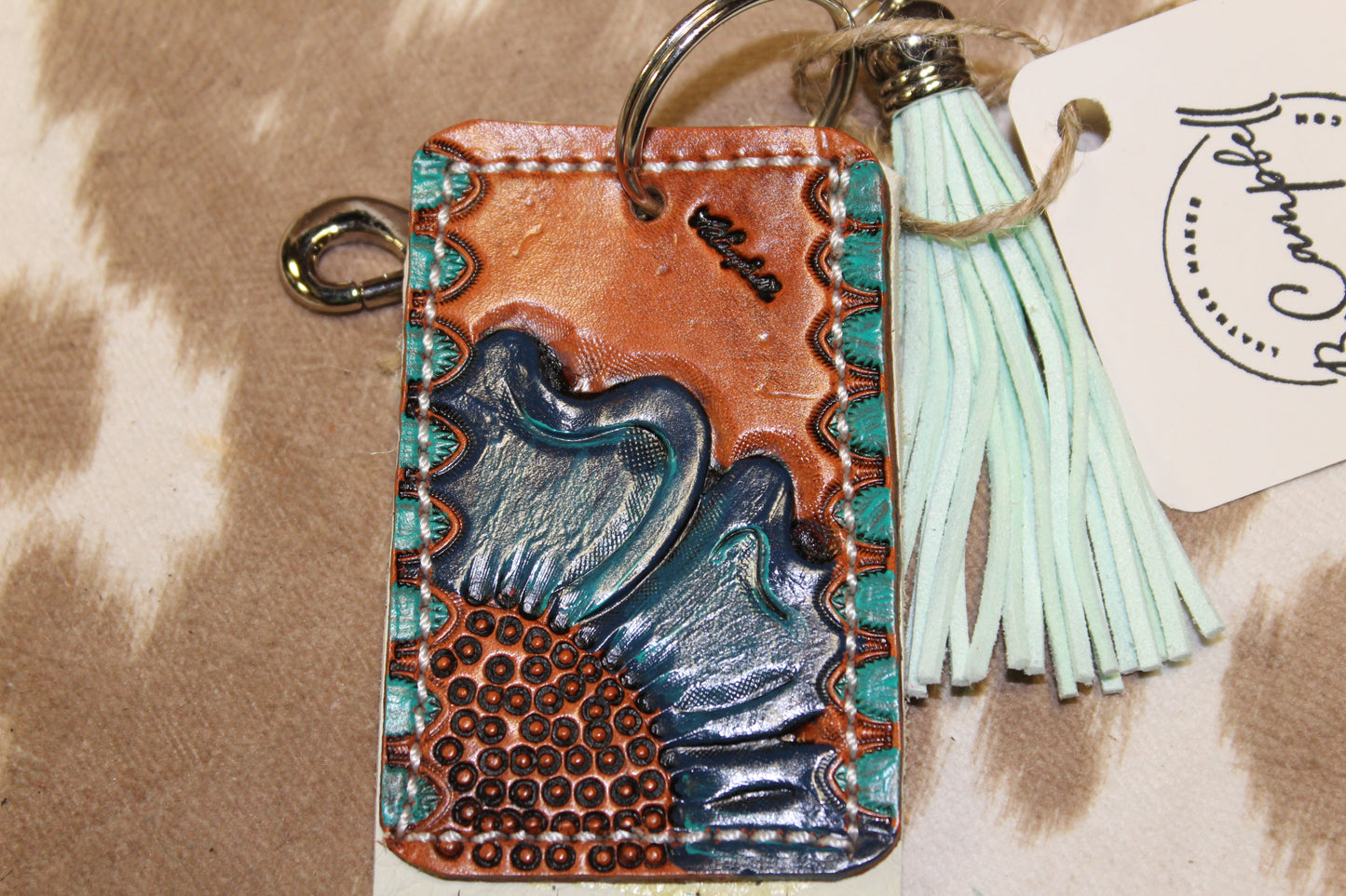 Blue Floral Keychain or Purse Charm