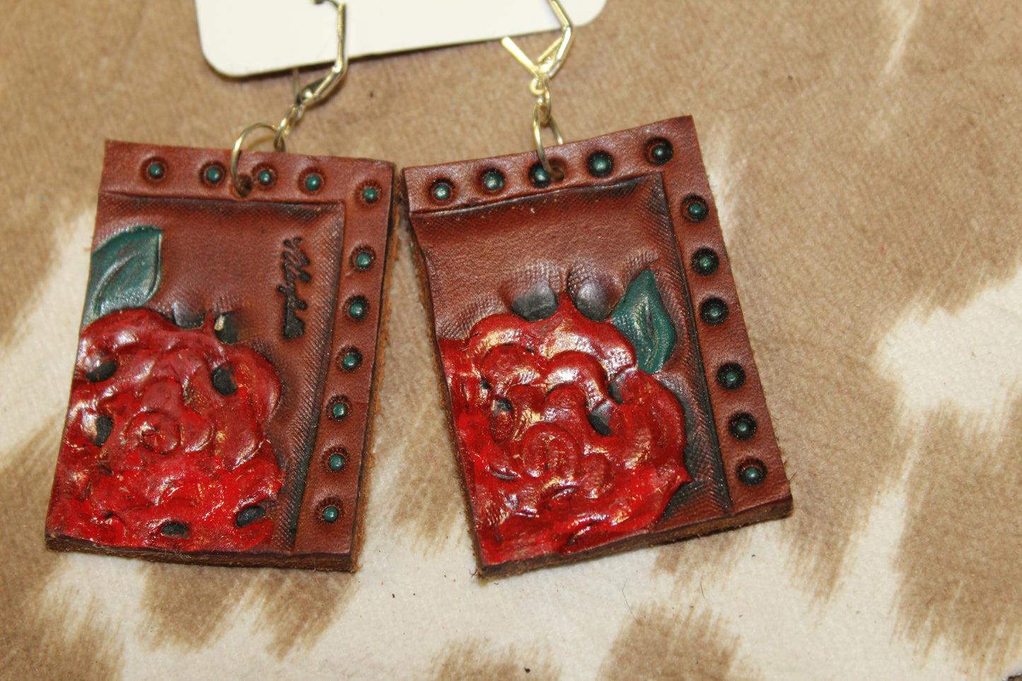 Leather Tooled Earrings LOTS OF CHOICES!