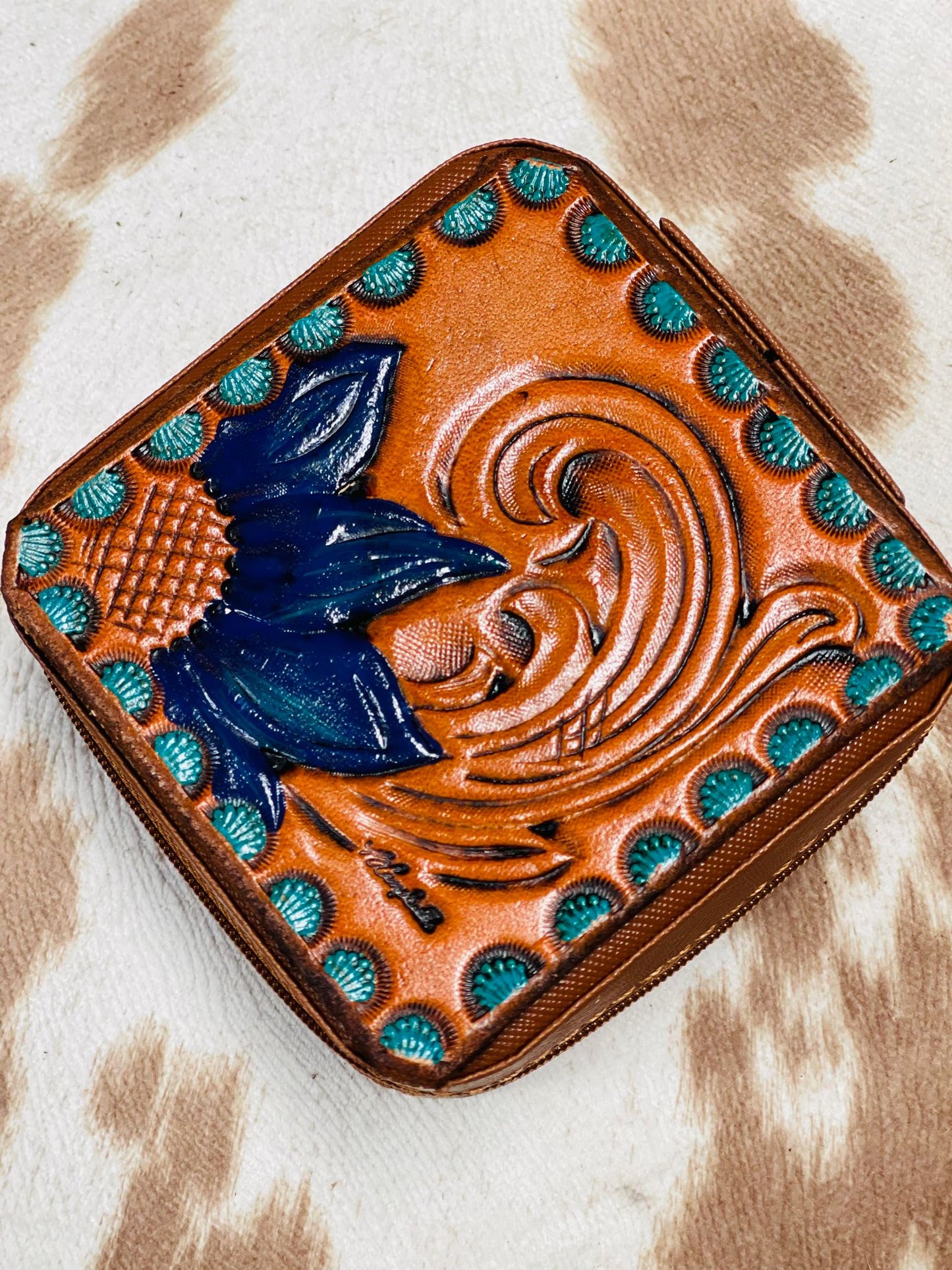 Blue and Brown Travel Jewelry Box