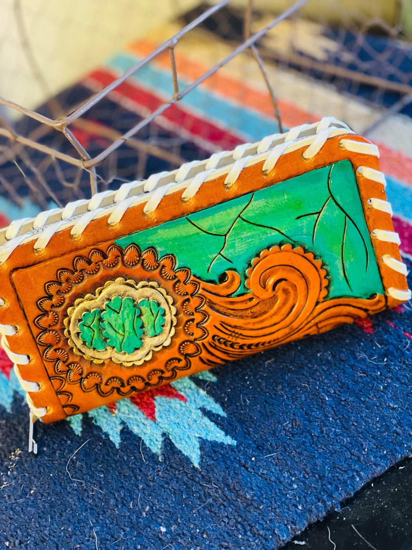 Turquoise Stone Zipper Wallet