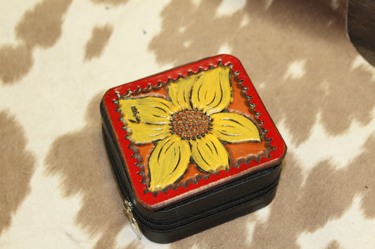 Small Travel Jewelry Box Sunflower