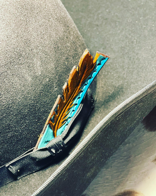 The Ka Boy Hat Leather Piece - Turquoise Feather